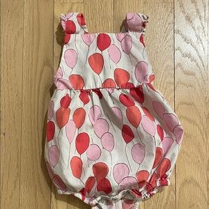 Petit Peony Baby Balloon Bubble Romper in Pink & Red